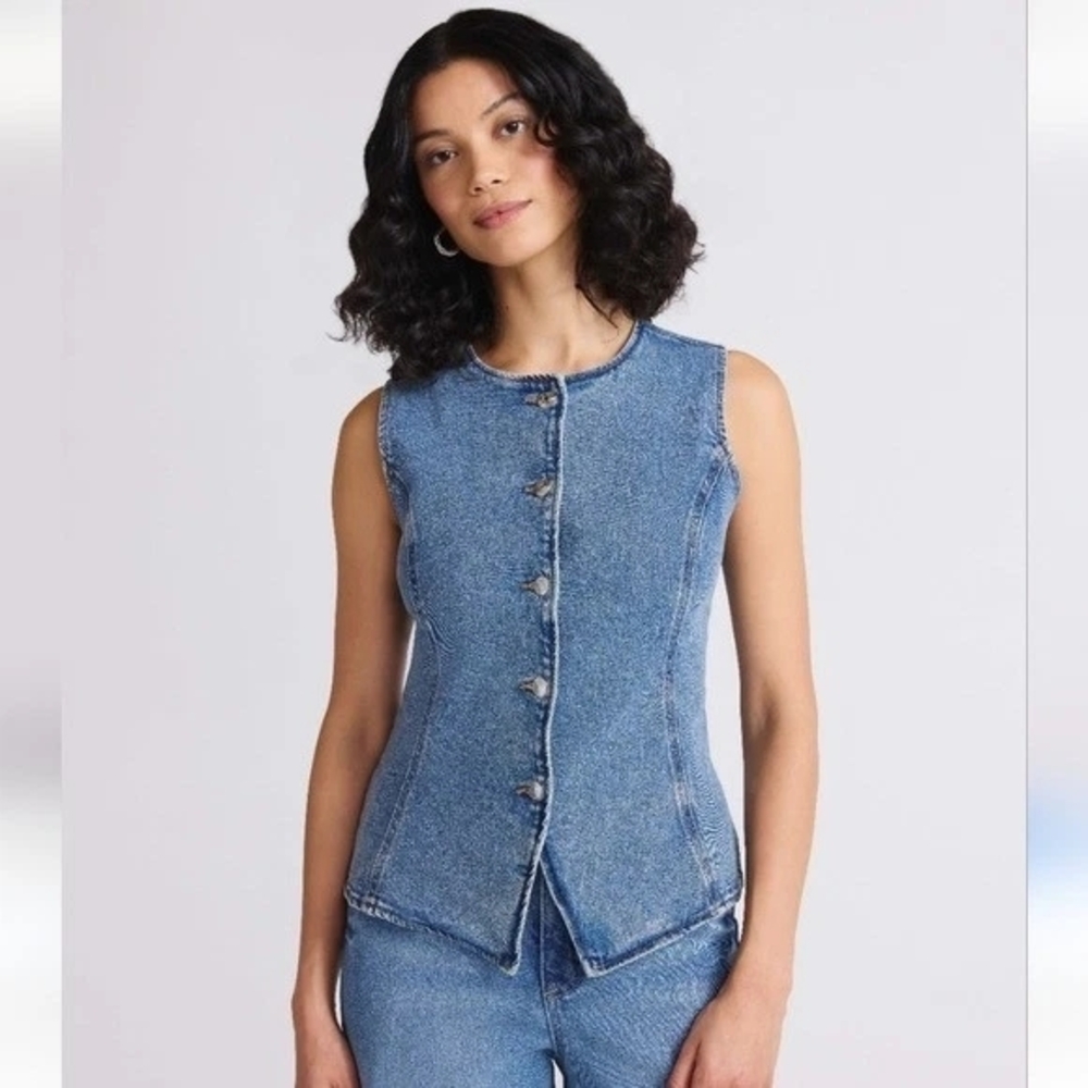 Sofia by Sofia Vergara Light Blue Denim Vest - Picture 2 of 8